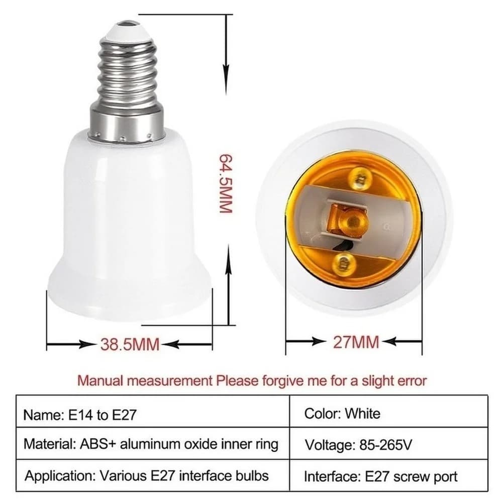 Adaptateur E14 à E27, douille de Conversion, convertisseur en plastique ignifuge, matériau de haute 