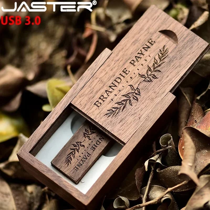 5 PCS LOT boîte en bois clé USB USB 3.0 Logo personnalisé gratuit clé USB 128GB 64GB 32GB clé mémoir