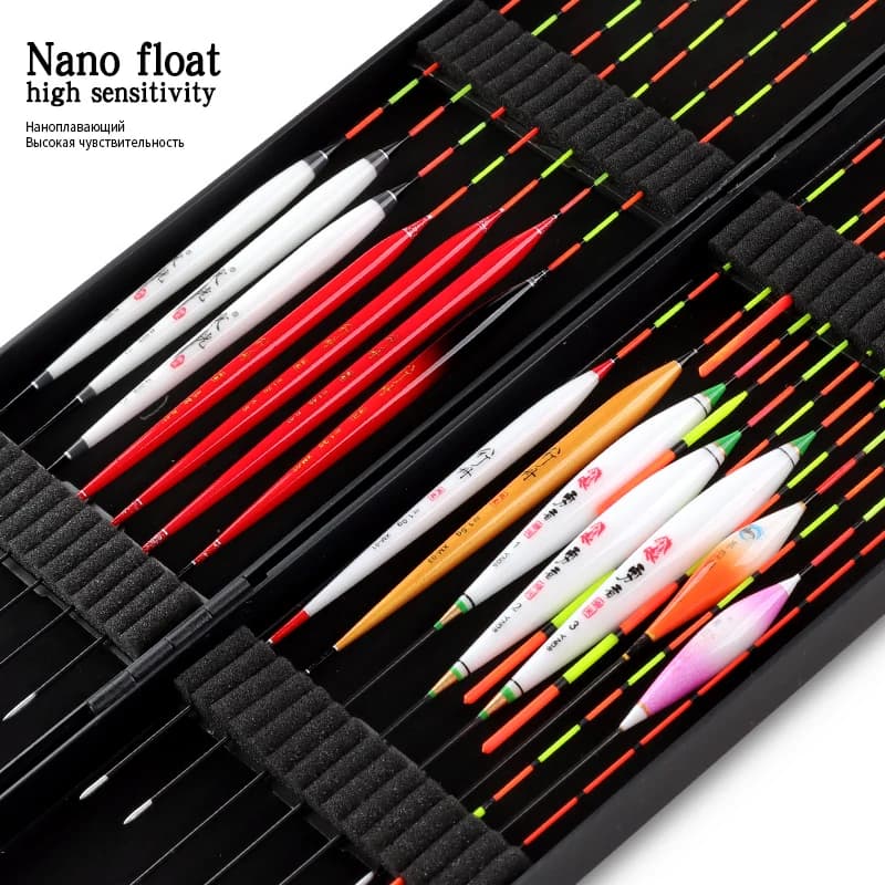 Nano flotteurs composites + boîte flottante, bouée d'eau douce combinée, rivière de lac, Bobber de p