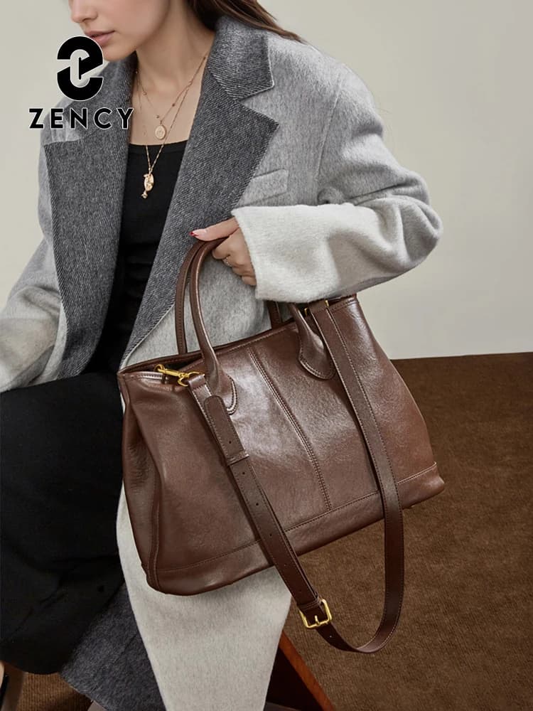 Sac Zency Femme 2026 en Cuir Naturel Grande Capacité, Sac à Main Noble, Sac Bandoulière Designer, Sa