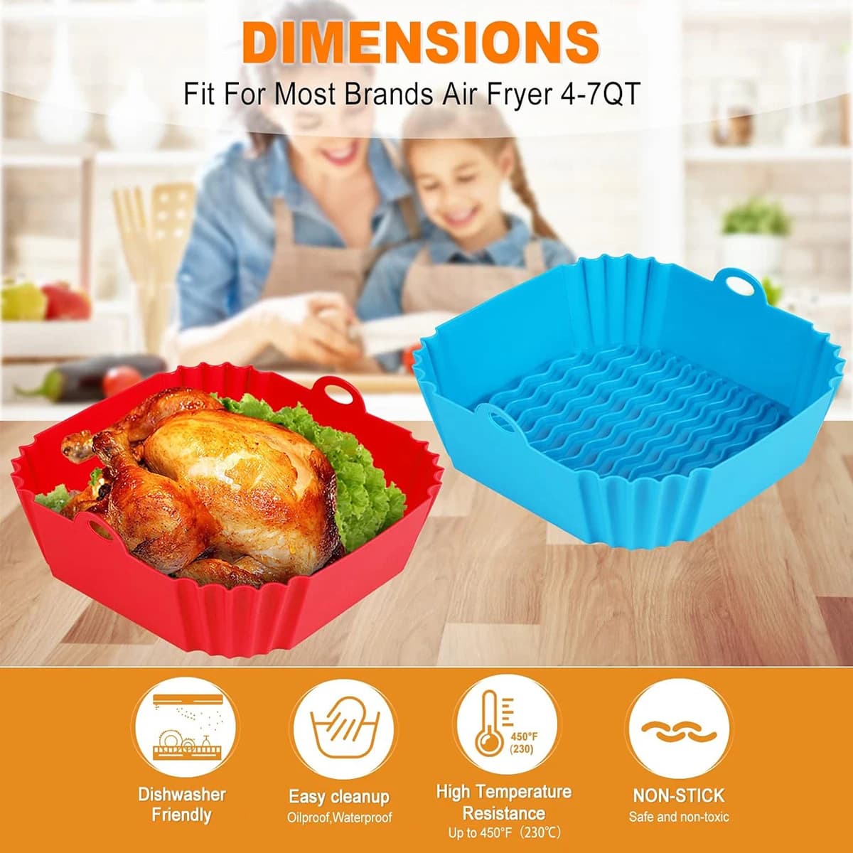 Pot de revêtement en Silicone pour friteuse à Air, panier de friteuse à Air, Gadgets de cuisine, pla