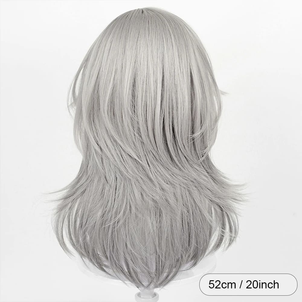 Perruque synthétique grise longue et lisse pour femmes, perruque moelleuse résistante à la chaleur p