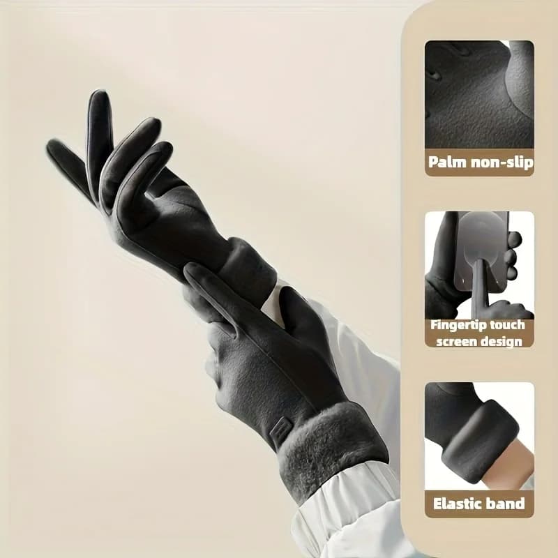 Gants d'hiver chauds pour femmes, compatibles avec les écrans tactiles, doublés de peluche, épais, p