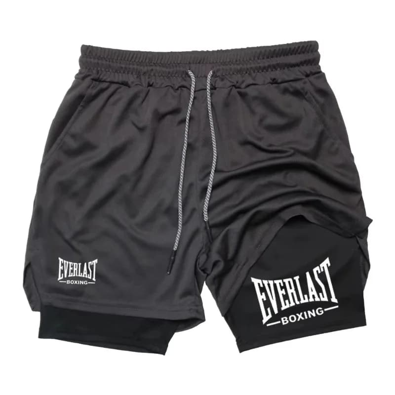 EVERLAST Short de compression double couche pour homme, pantalon de sport à séchage rapide pour le b