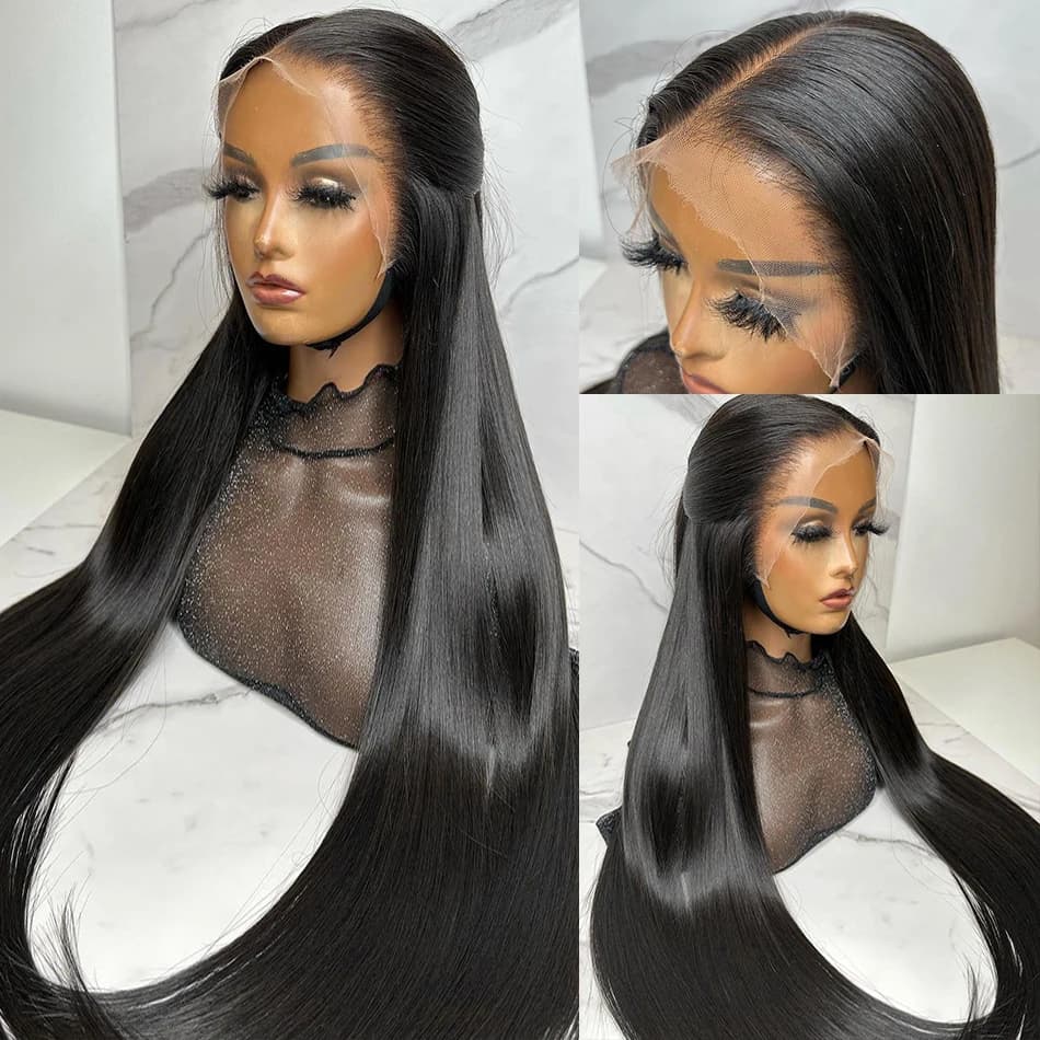 Wear and Go Straight Lace Front Human Hair Wigs, HD, 5x5, 13x6, 30 ", 40", 200% Transparent, Frmetal