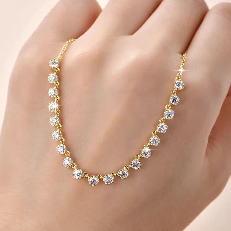Collier OXTAO certifié Moissanite style bulle 3mm D VVS1 pour femme, pendentif U-Smile, bijoux en or