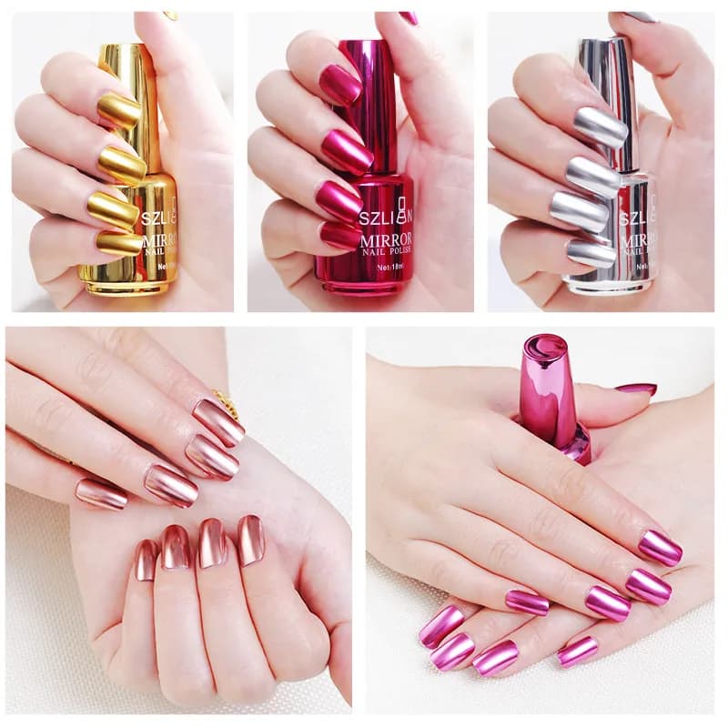 Vernis à ongles métallique effet miroir violet Rose or argent vernis à ongles pour ongles manucure l