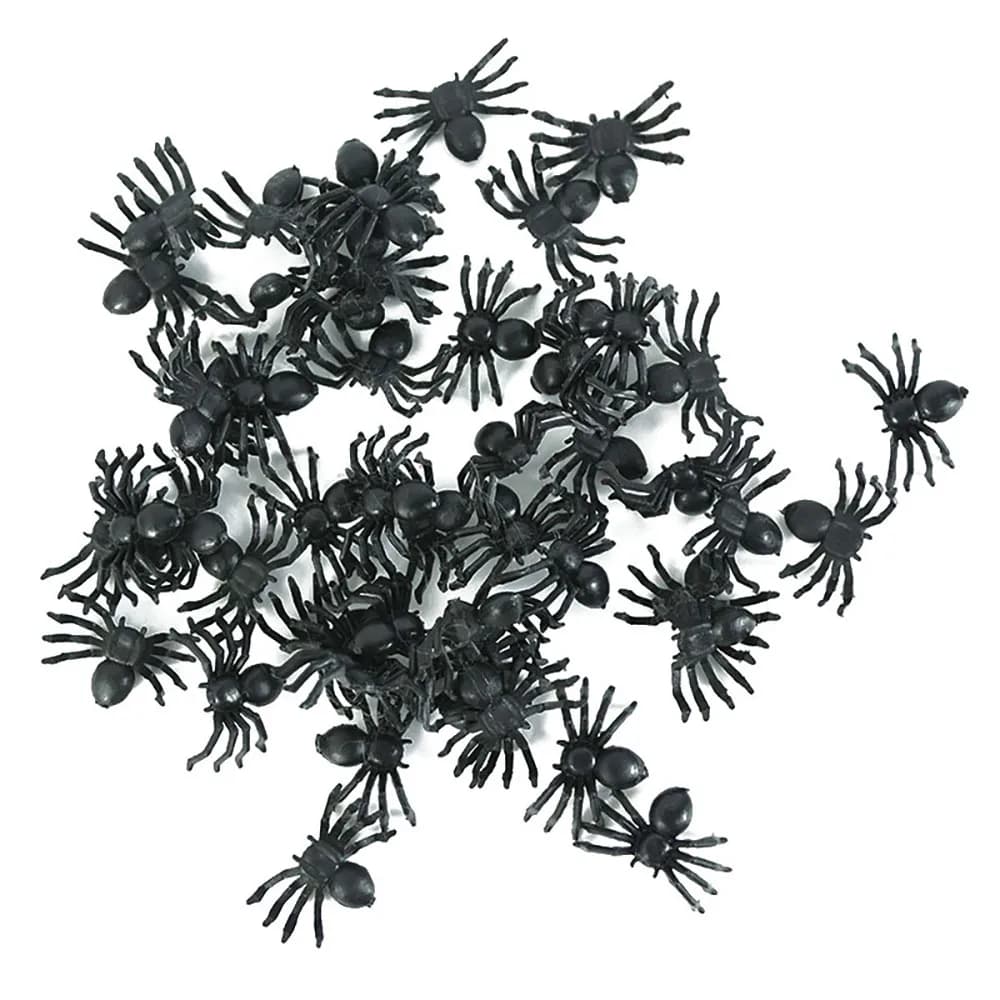 Décorations d'araignées pour Halloween, Mini araignées lumineuses noires réalistes en plastique, jou