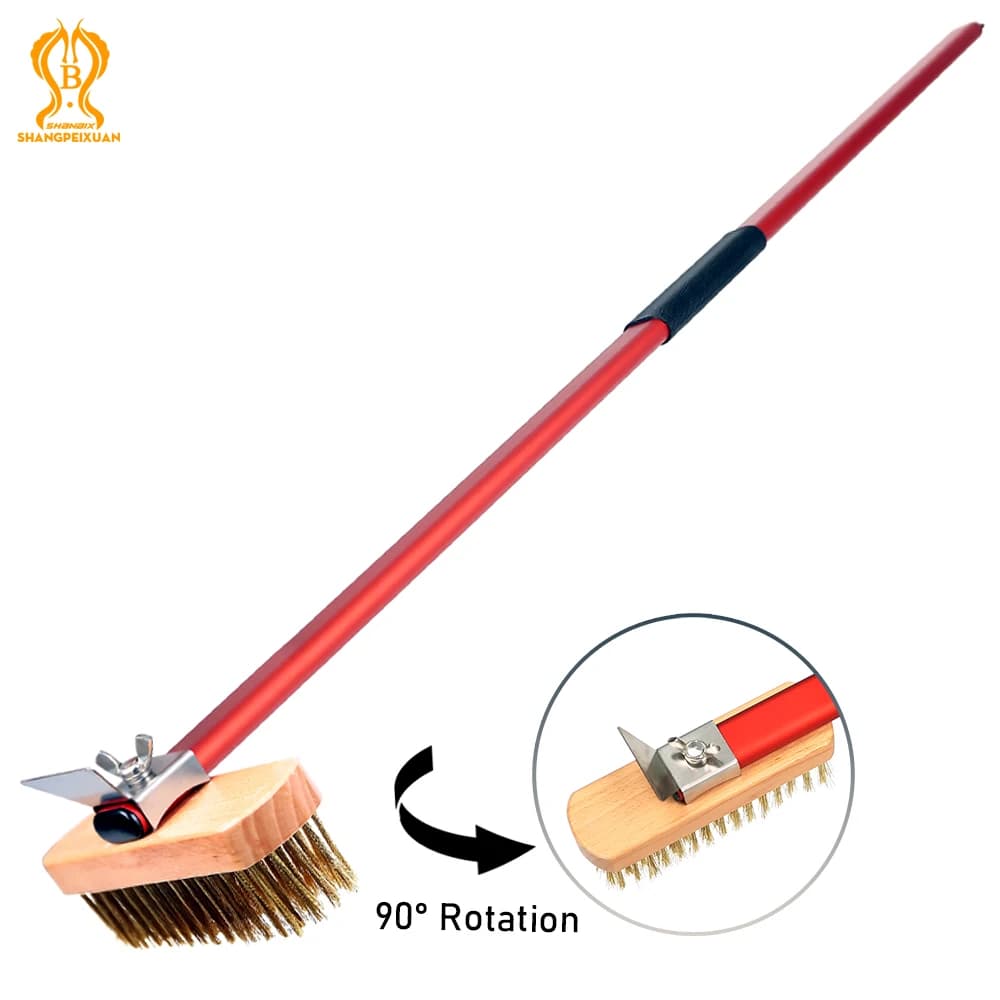 SHANGPEfeast UAN-Brosse de four à pizza avec grattoir, gril commercial, brosse à livres en laiton, m