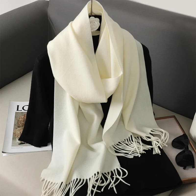 Écharpe en Cachemire pour Femme, Longue et Chaude, Hijab Solide, Châle Rond, Pashmina, Bandana, 62 D