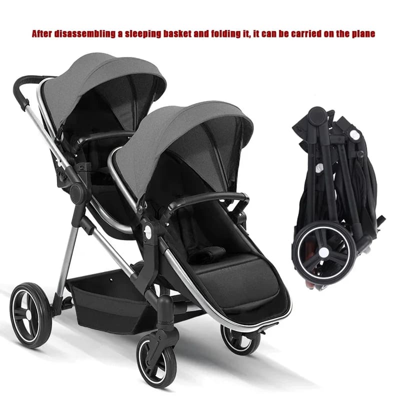 Poussette double multifonctionnelle pliable 2026, vélo bébé convertible léger, livraison UE