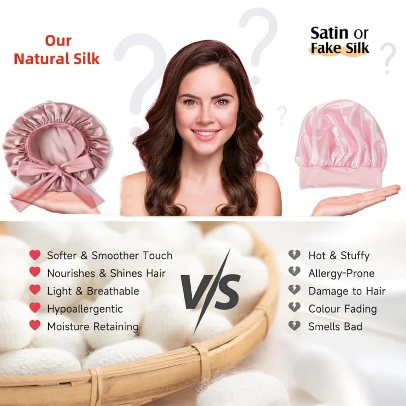 Bonnet en soie de mûrier 100% 19 Momme pour femmes endormies avec une enveloppe de cheveux en soie D
