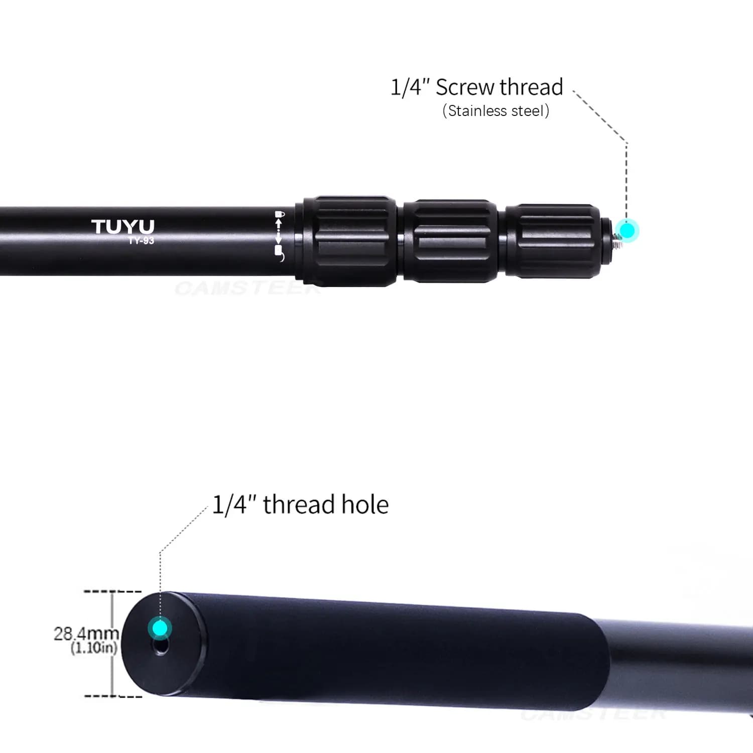 TUYU-Perche à selfie télescopique invisible en alliage d'aluminium réglable, monopode pour Insta360 