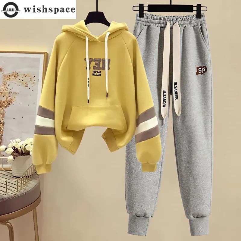 Ensemble de sport pour femmes, nouvelle Version coréenne, blocage de couleur, haut à capuche, pantal