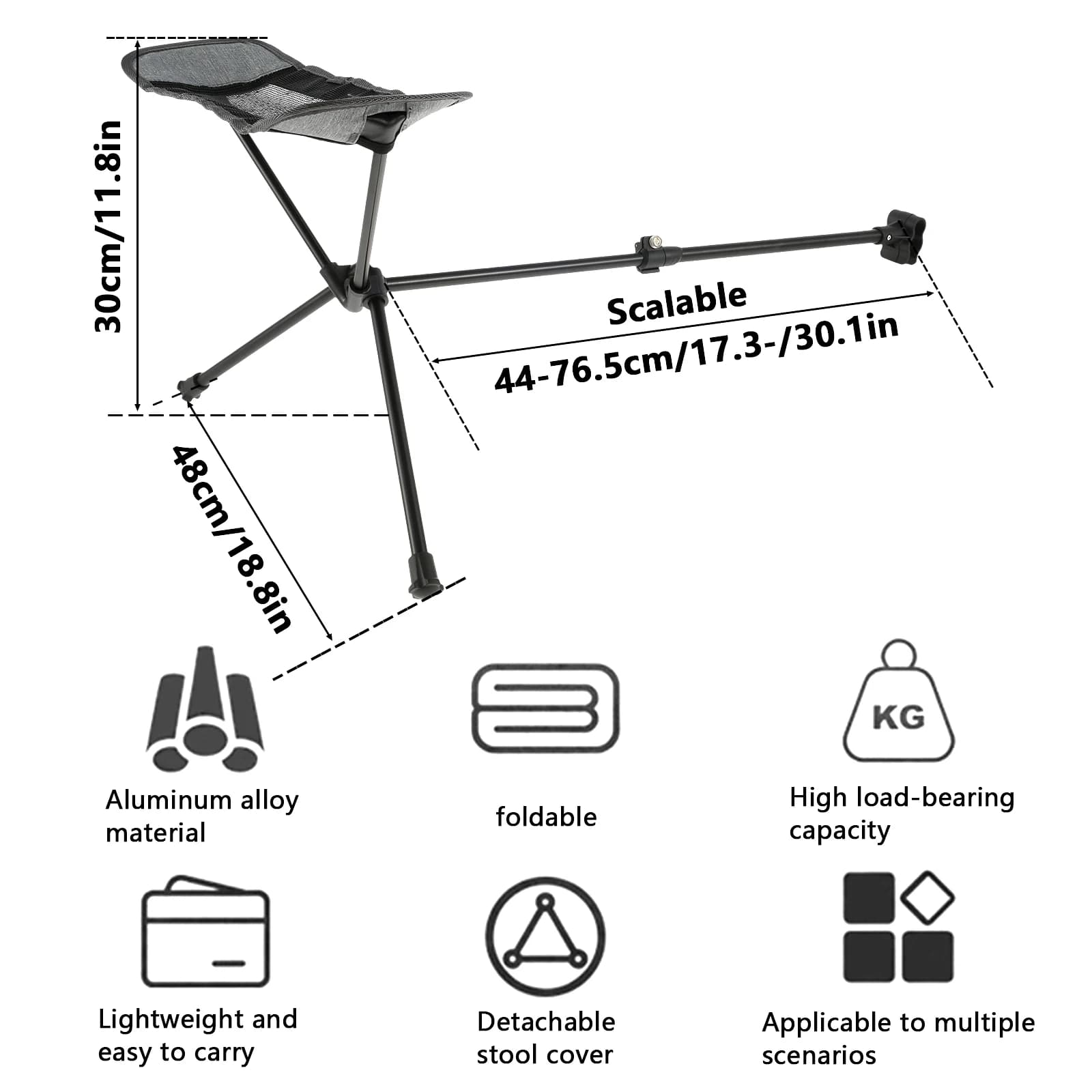Chaise portable d'extérieur pliable, repose-pieds de camping, chaise inclinable, chaise lunaire, rep