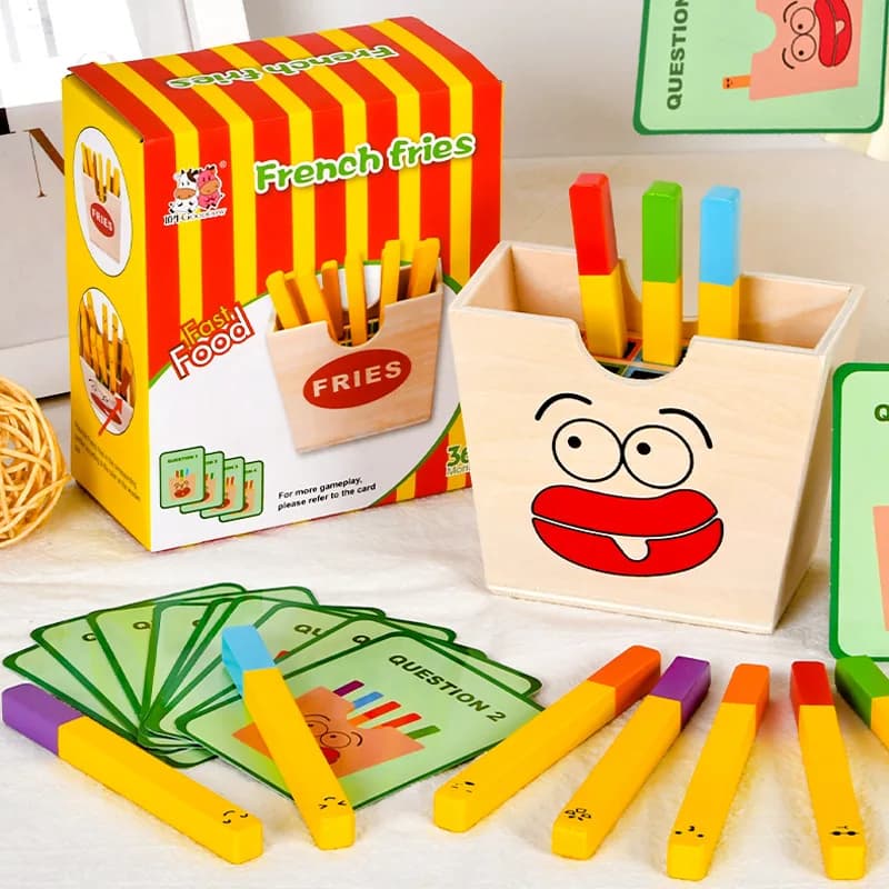 Jouet Montessori pour enfants, Sandwich à Hamburger en bois, frites, tri, jouets empilables, apprent