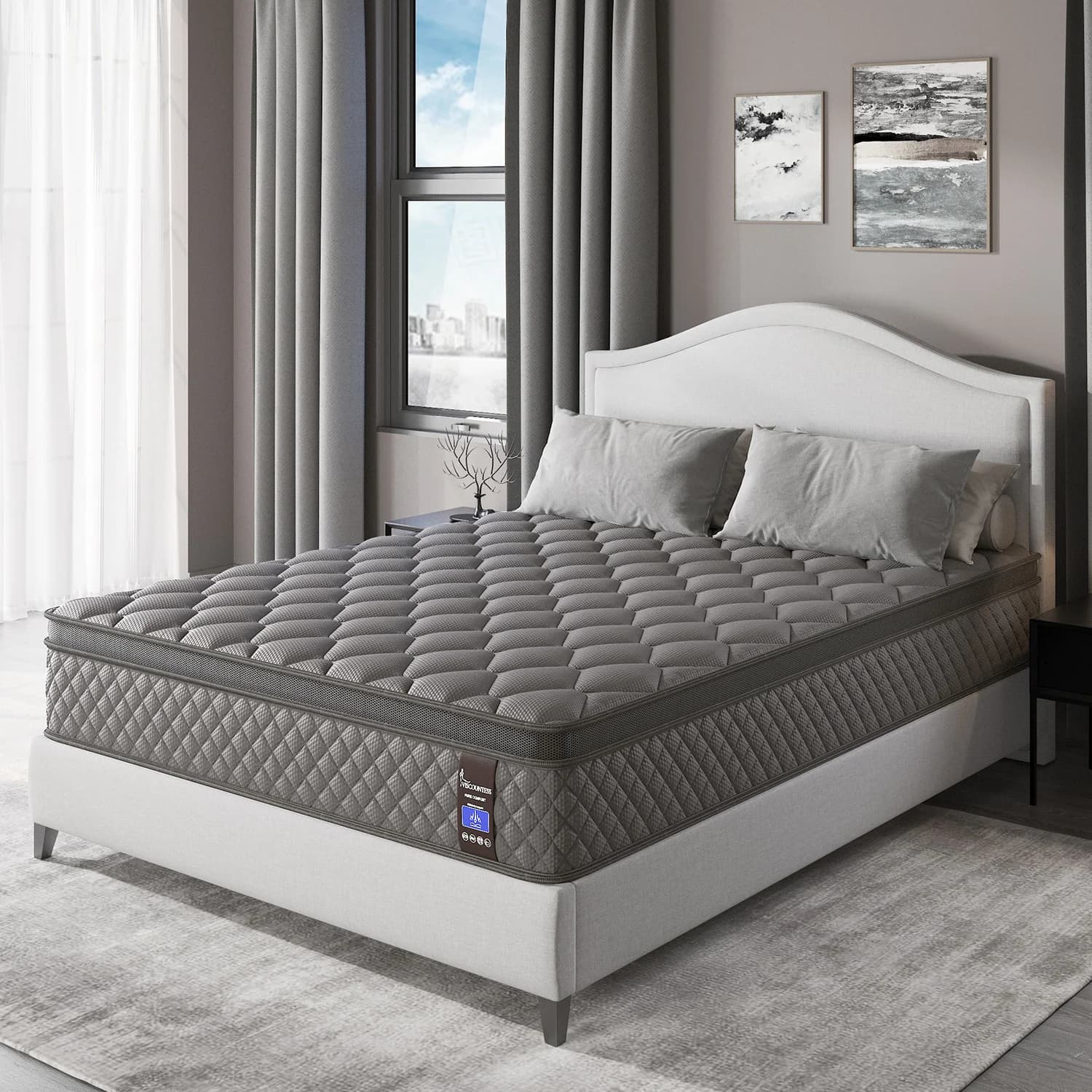 Matelas double Queen King Size 10 "12" 14 " dans une boîte en mousse à mémoire de forme à ressorts h