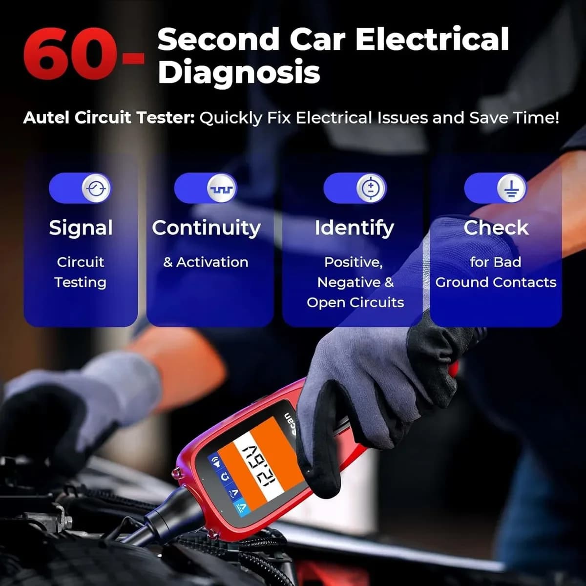 Autel Power Scan PS100 – Kit de sonde de Circuit électrique, 12V 24V AC DC, tension numérique, teste