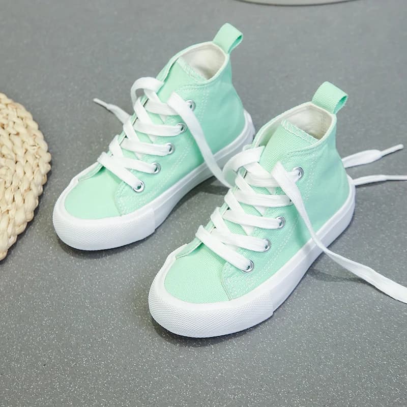 8009 Chaussures en toile pour enfants à la mode de couleur unie, chaussures de planche pour garçons 