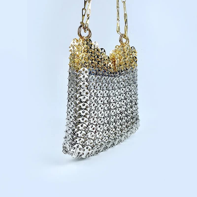 Sac à bandoulière en métal à paillettes pour téléphone portable, grande capacité, fait à la main, te