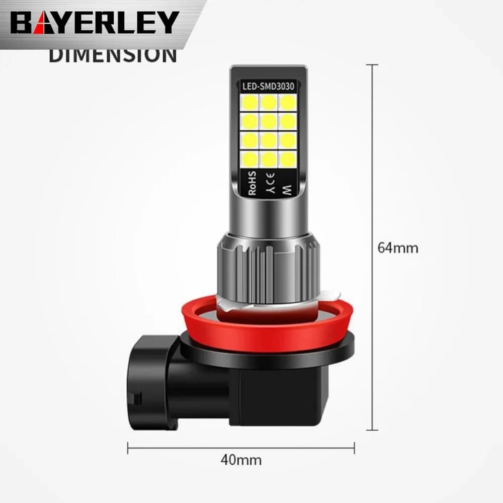 Feu antibrouillard LED pour voiture H11 H7 9005 9006, avec clignotant d'avertissement d'urgence, lum