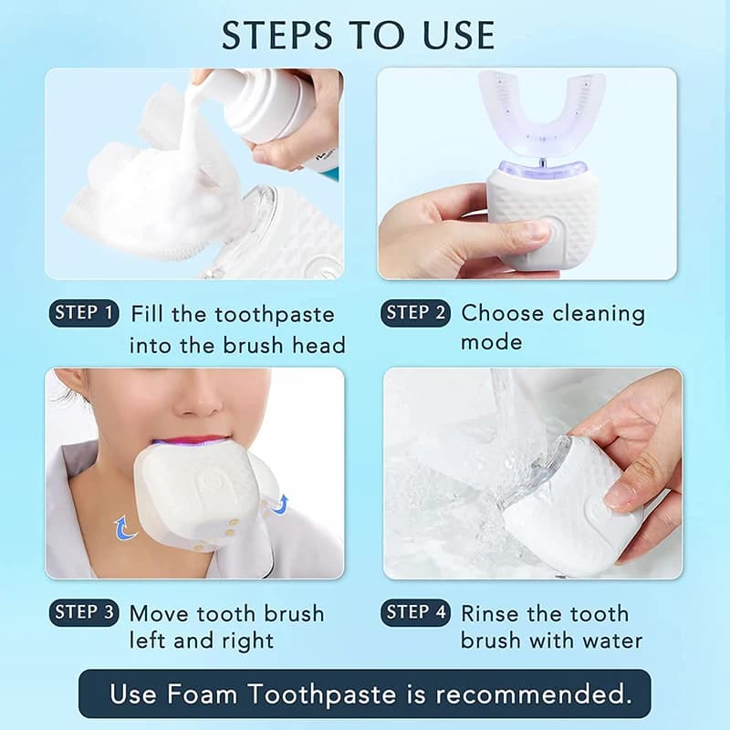 Brosse à dents électrique automatique en Silicone, Type U, 360 degrés, blanchiment des enfants, bros