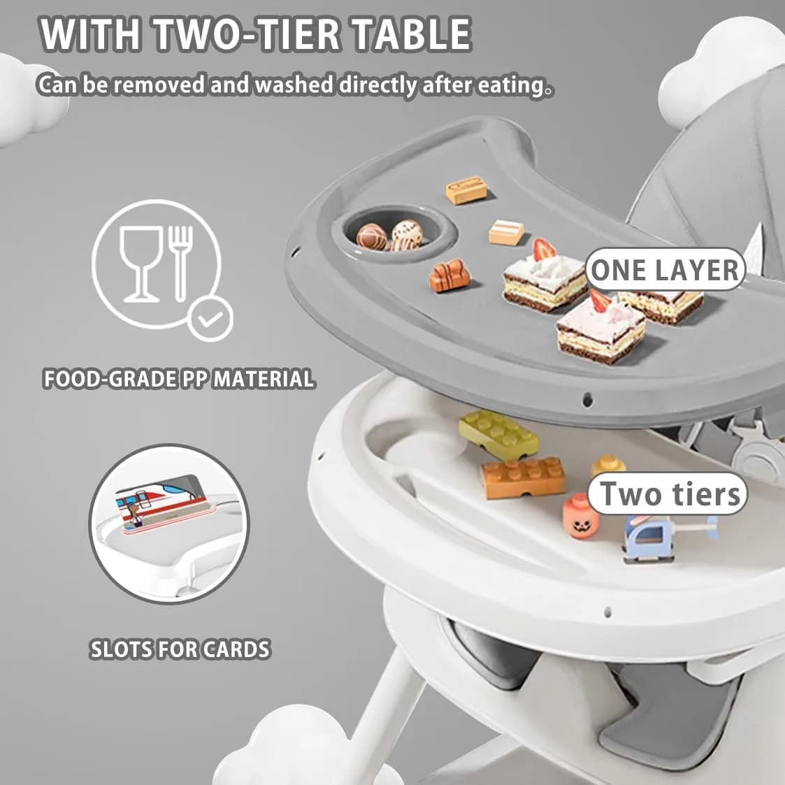 Chaise haute 3 en 1, chaises de salle à manger portables pliables pour bébé, chaise haute convertibl
