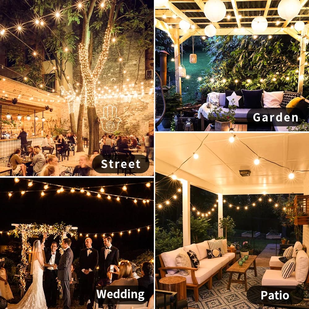 Guirxiété lumineuse LED avec ampoule rétro, 150 pieds, G40, nickel é, connectable, Noël, jardin, déc