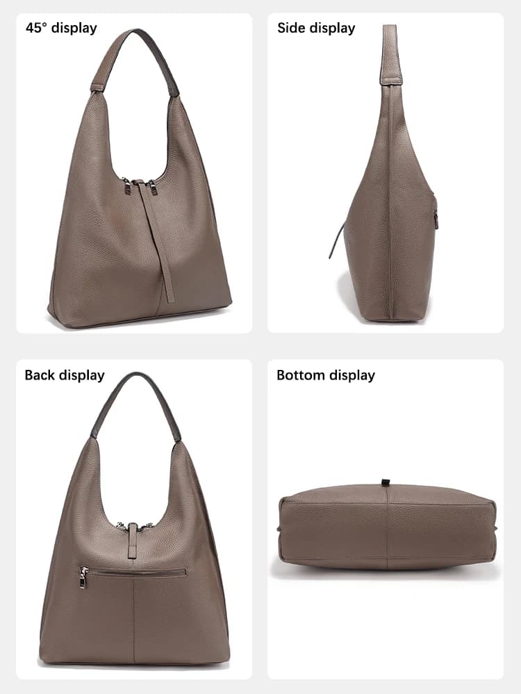 Zency – sac Hobo à bandoulière en cuir véritable pour femme, sac de Shopping de grande capacité en c