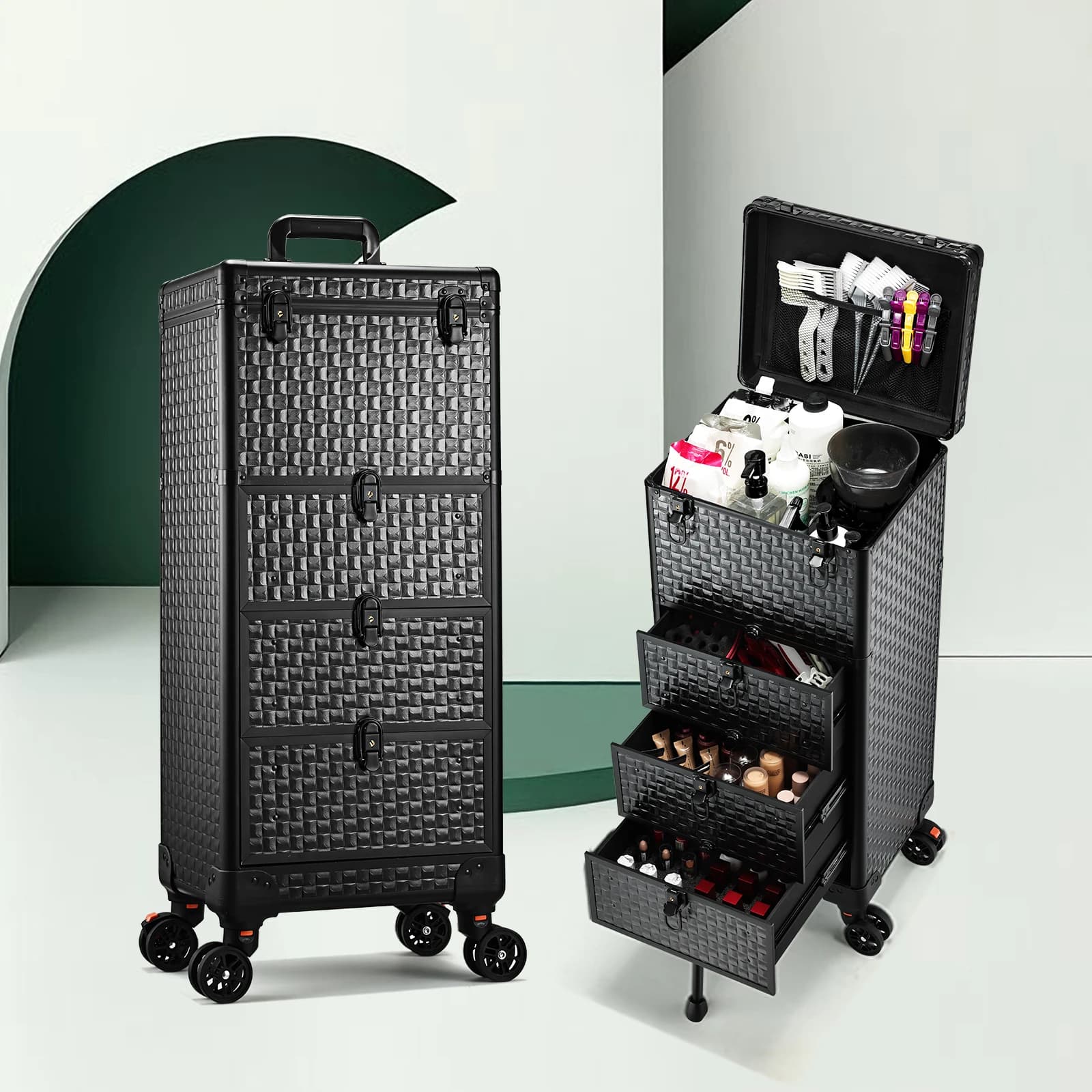 Chariot à ongles avec roulettes, chariot de Salon avec 3 tiroirs, étui de Train de maquillage roulan
