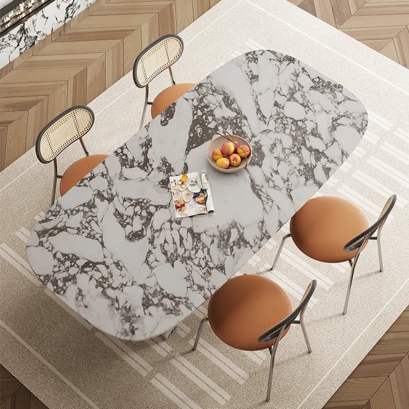 Table à manger rectangulaire de luxe sur mesure en marbre français, toutes tailles, esthétique crème