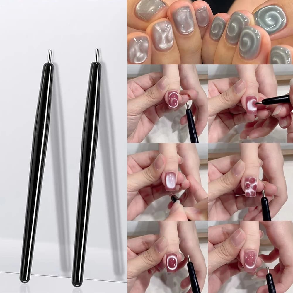 Nouveau stylo magnétique pour ongles œil de chat fantaisie, Vortex 3D/perle de verre/lune/ondulation