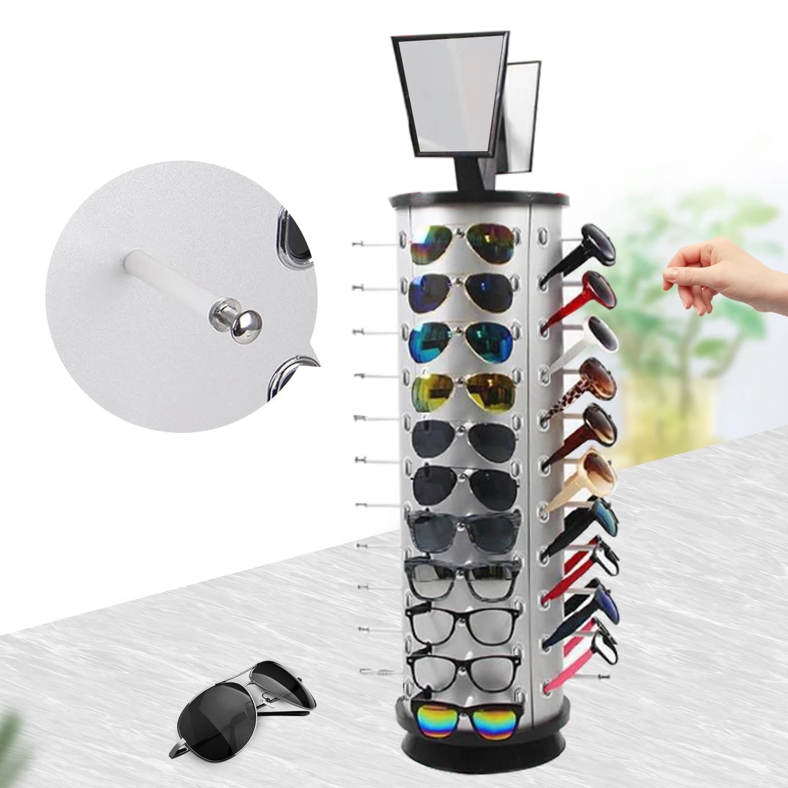 Présentoir à Lunettes Rotatif à 360 ° T1, Support d'Étagère Rotatif, Commercial, 44 Paires, Nouveau
