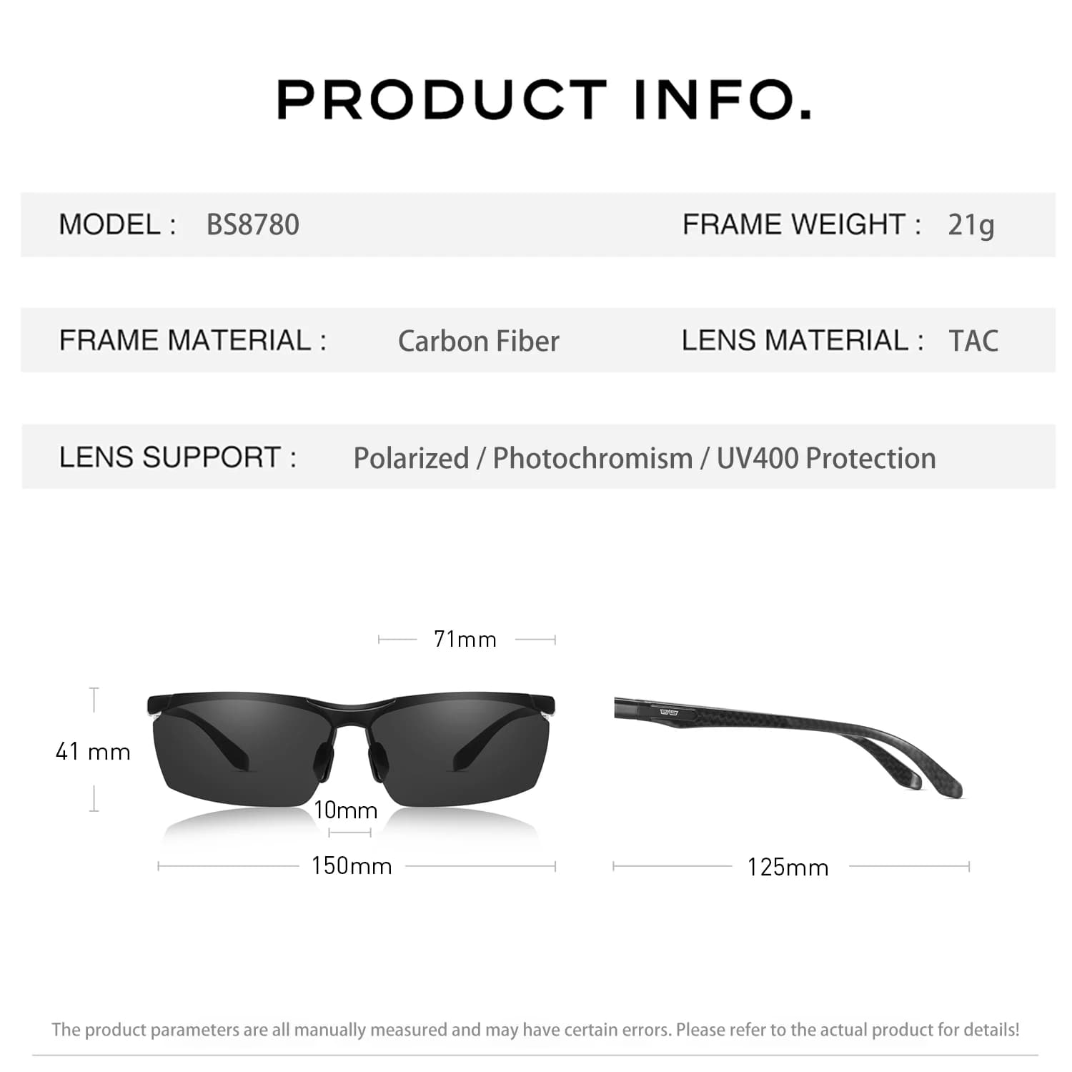 CAPONI  – lunettes de soleil polarisées pour hommes, sport, conduite, photochromique, UV400, Alumini