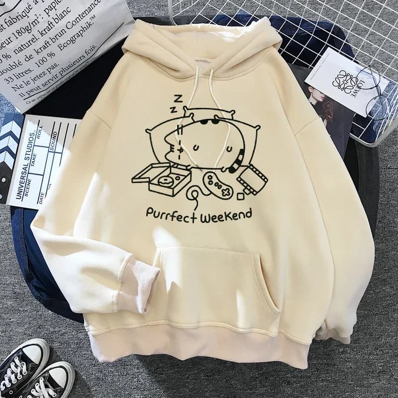2020 drôle le chat à capuche femmes mode Kawaii coréen Harajuku sweat femme 90s dessin animé vêtemen