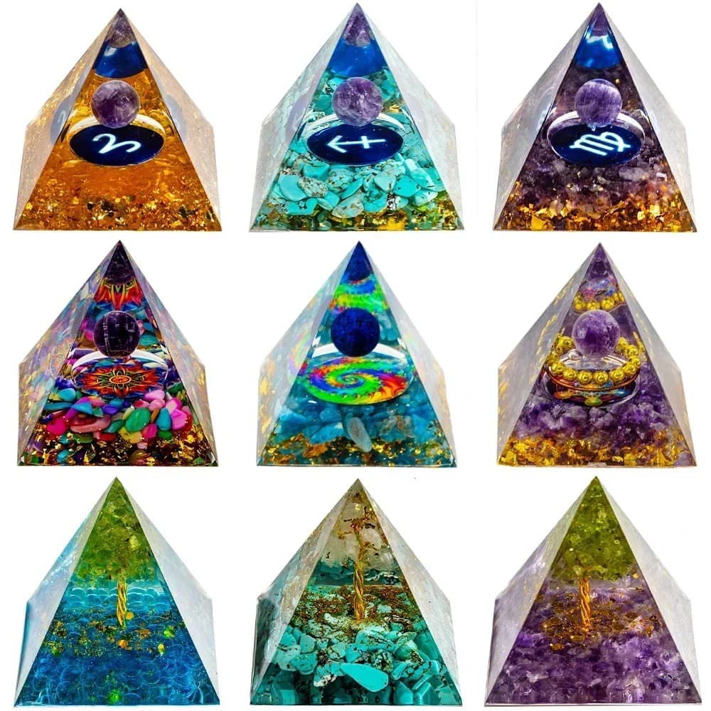 Constellation cadeau énergie résine pyramide améthyste guérison cristal naturel arbre Reiki Chakra g