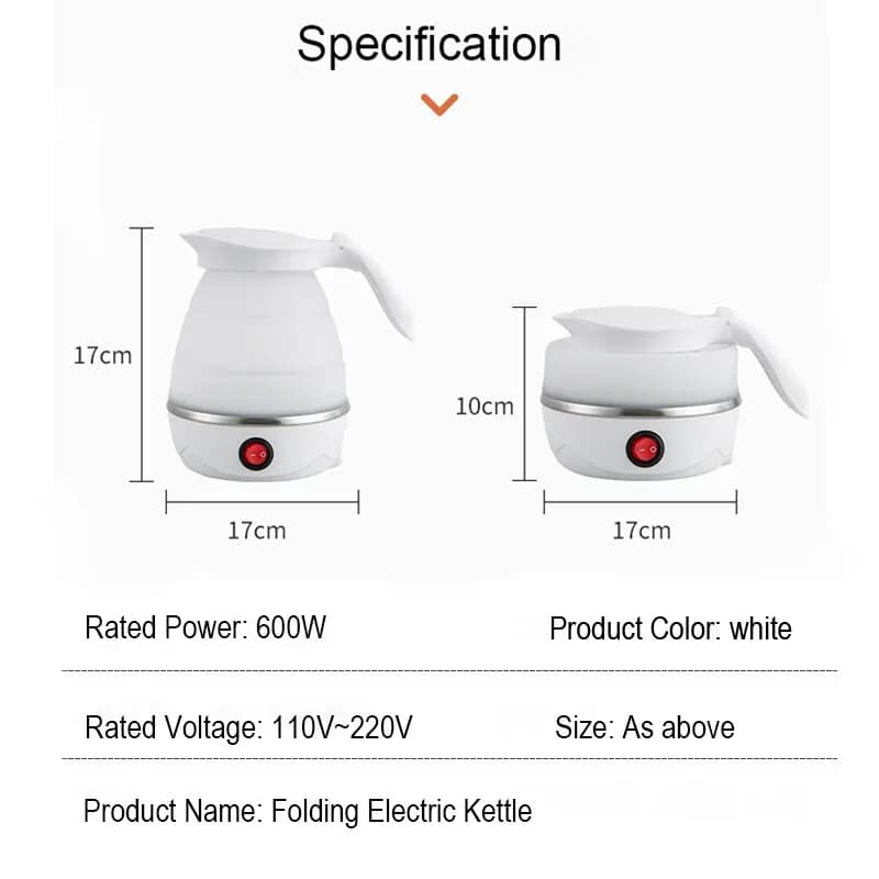600 ml de voyage domestique chauffe-eau théière bouilloire électrique pliable portable 220 volts et 