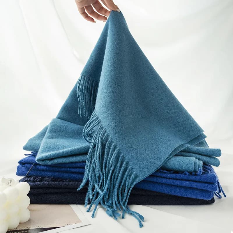 Écharpe en Cachemire pour Femme, Longue et Chaude, Hijab Solide, Châle Rond, Pashmina, Bandana, 62 D
