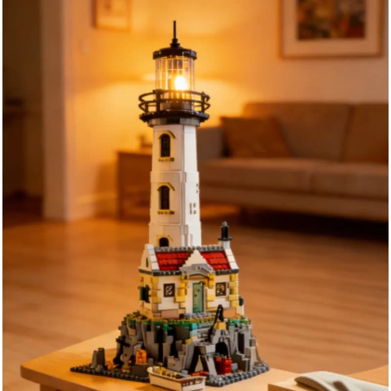 En stock, phare technique motorisé, jouet éducatif à monter soi-même, sans boîte, blocs de construct
