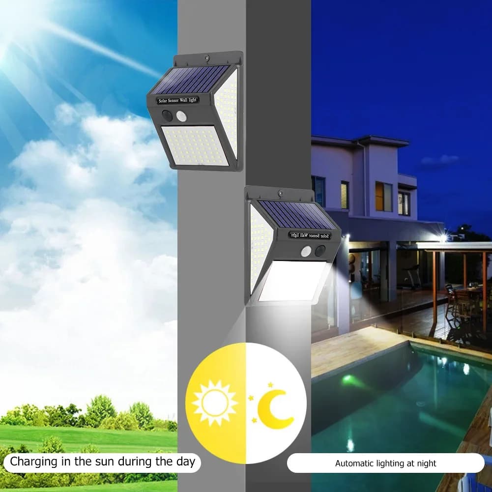 Offre spéciale 144 LED lumière solaire sans fil PIR capteur de mouvement étanche applique solaire al