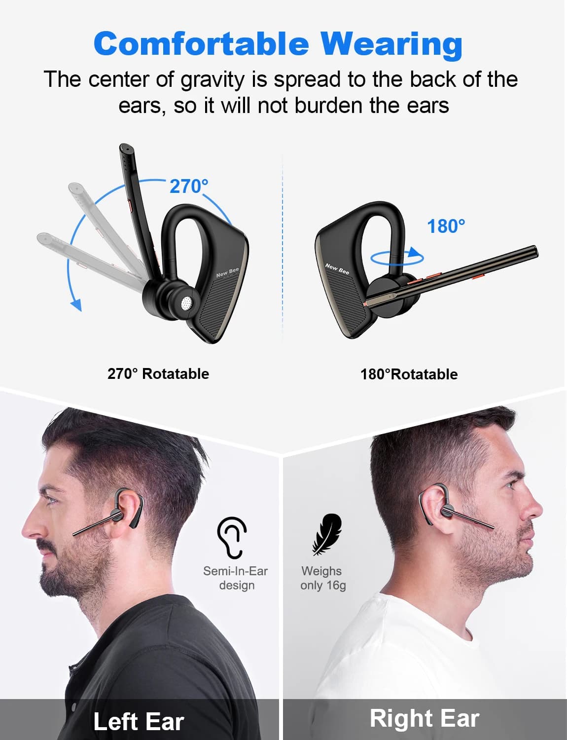 Nouveau Bee M50 Bluetooth casque sans fil écouteur écouteurs 24 heures de temps de conversation V5.2