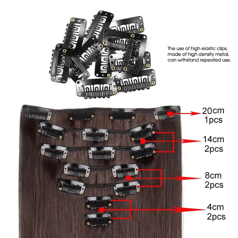 WIGSIN 24 pouces synthétique 7 pièces/ensemble Extension de cheveux longs raides 16Clips coiffure no
