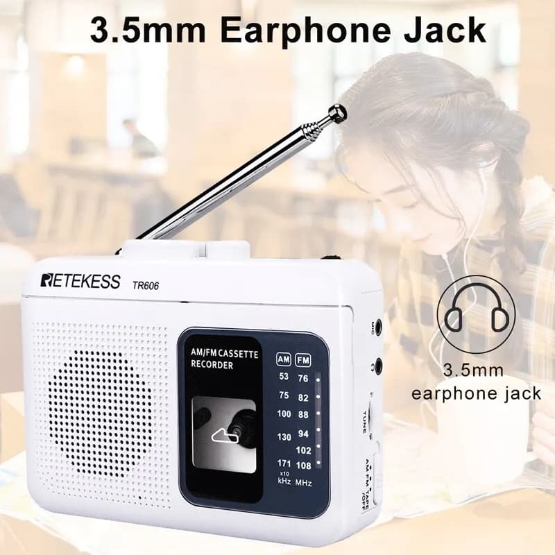Retekess TR606 Radio FM AM Radio lecture de Cassette Radios portables FM AM enregistrement 3.5mm éco