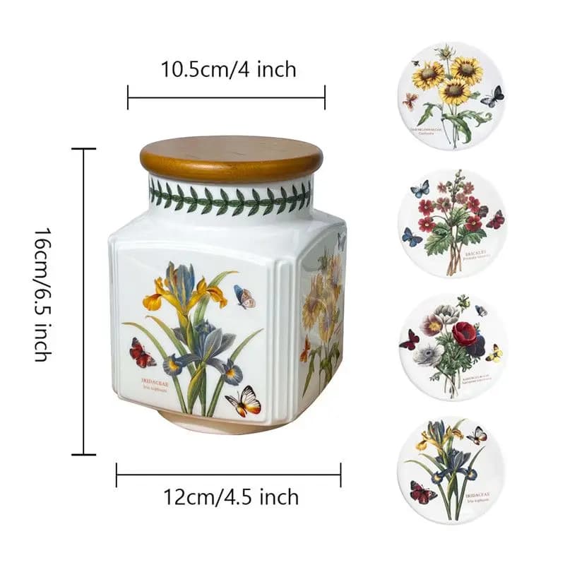 Pot à thé vert classique de jardin, pot scellé, pot de rangement domestique avec couvercle, ustensil