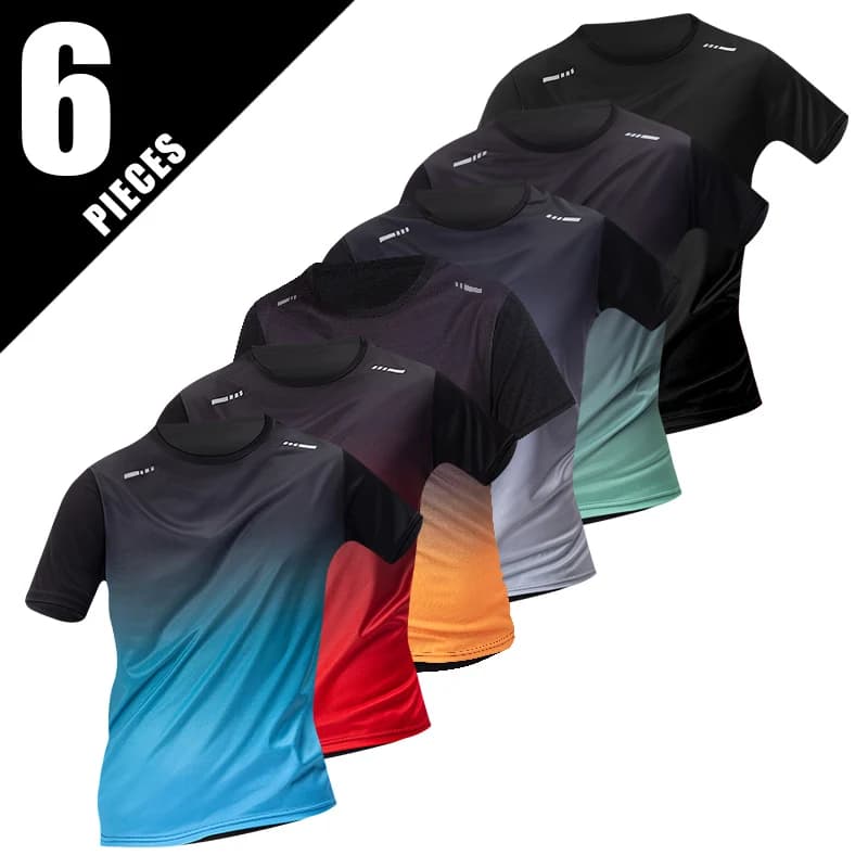 1/2/4/6 pièces hommes Style sportif saisonnier dégradé séchage rapide multicolore haut à manches cou