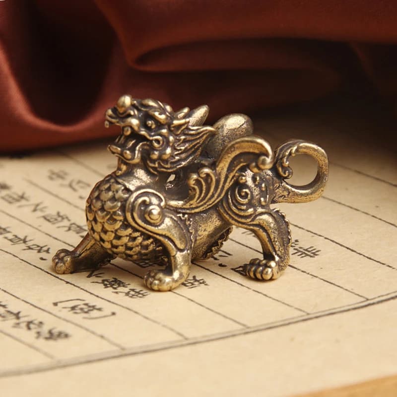 Kirin Feng Shui-Ornement en Cuivre Pur, Pendentif Orn Nairobi, Statue, Figurine Kylin, Richesse Illi