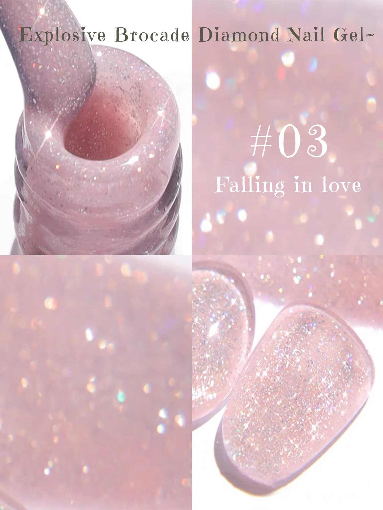 MIANEL 12ML Série Rose Bleu Blanc Vert avec Vernis à Ongles Gel Scintillant Explosif, Vernis Gel Dia