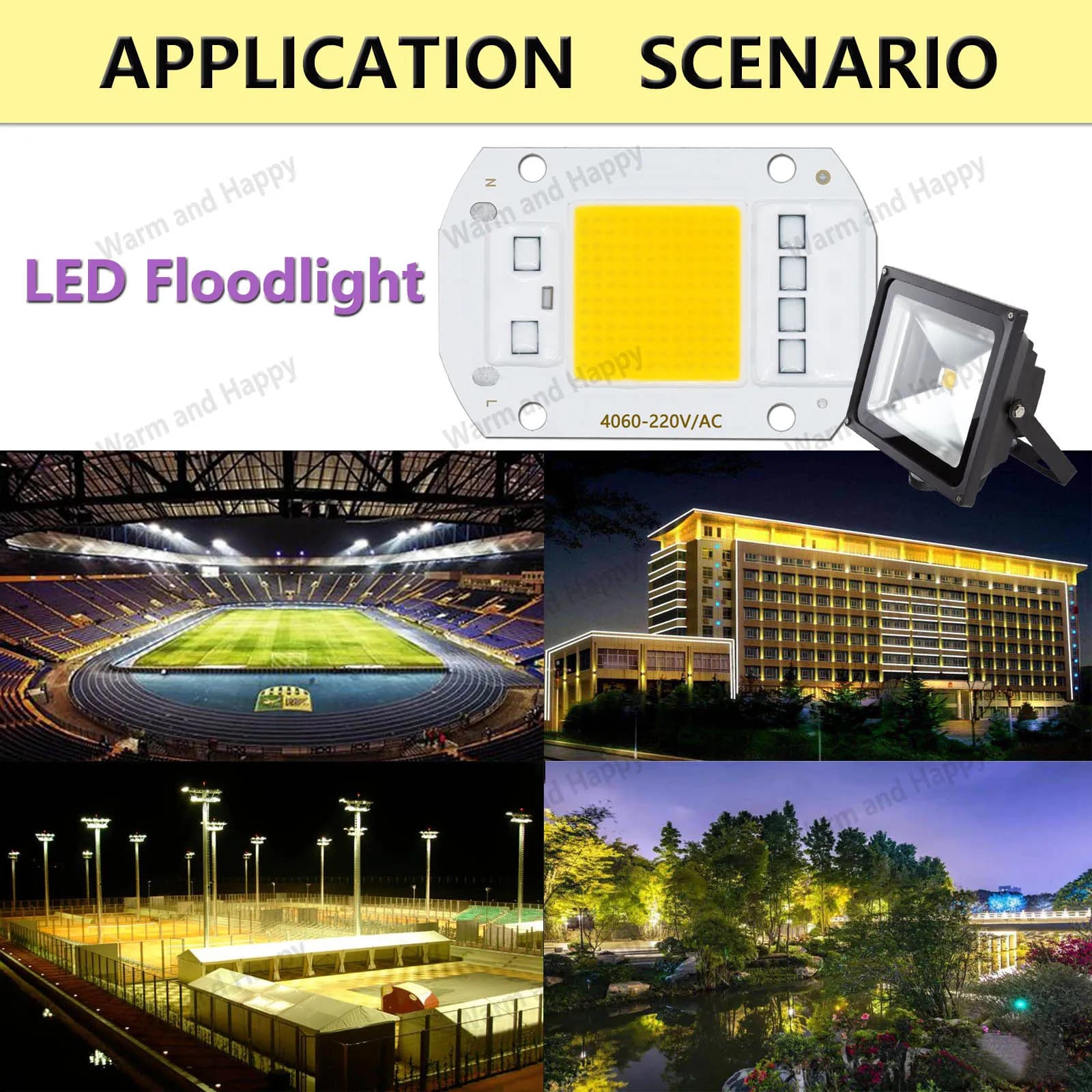 Puces IC intelligentes pour budgétaire LED, 10 pièces, 50W, AC 220V, pas besoin de pilote, COB, perl