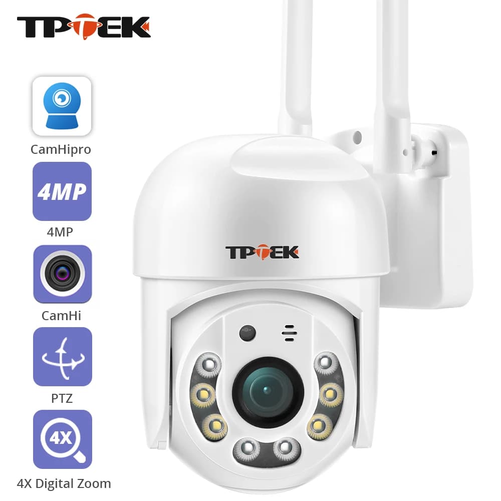 Caméra de surveillance extérieure PTZ IP WiFi HD 4MP/1080p, dispositif de sécurité sans fil, avec n'