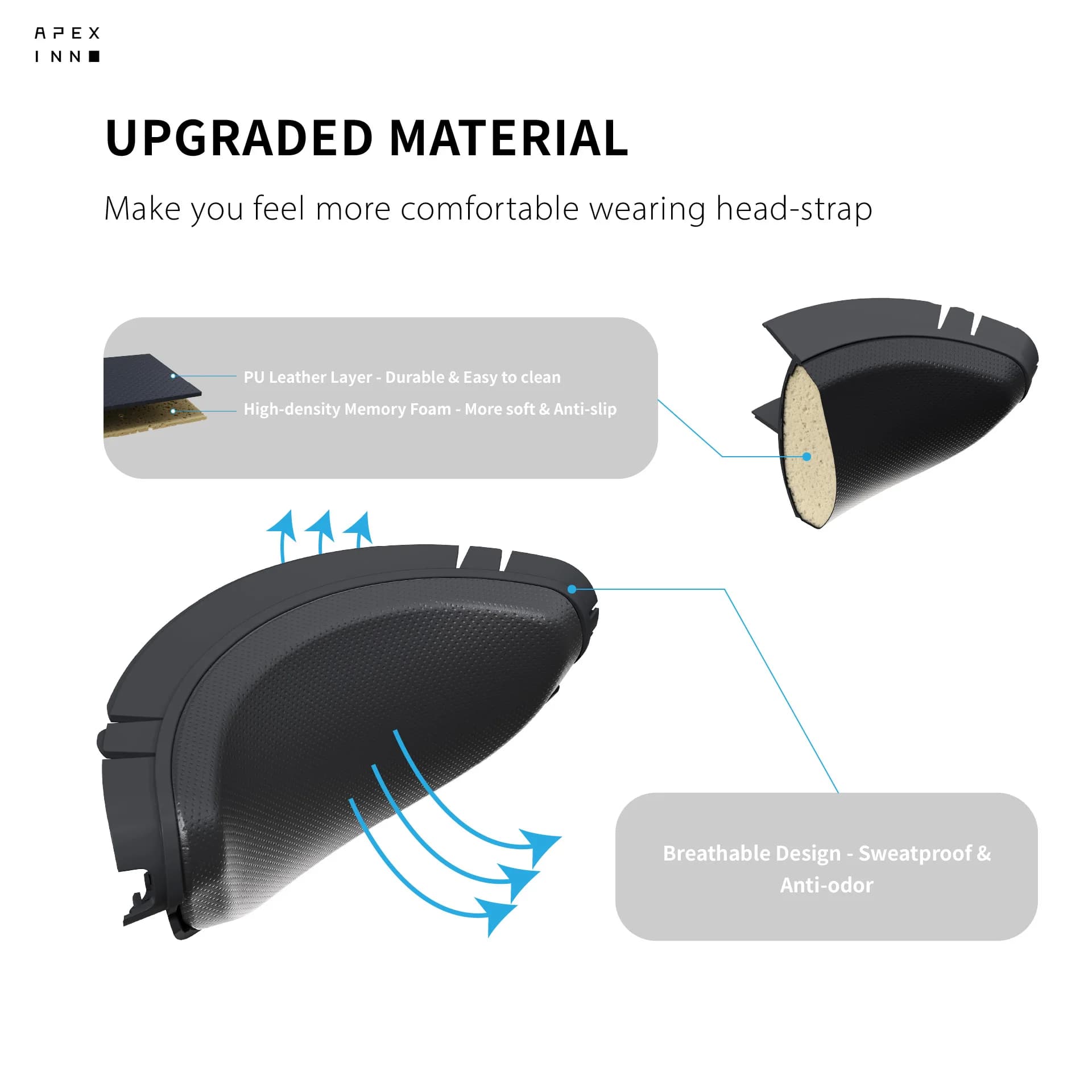 APEXINNO Coussin en mousse pour bandeau confortable pour casque PSVR2 et PS5 VR Améliorez votre Play